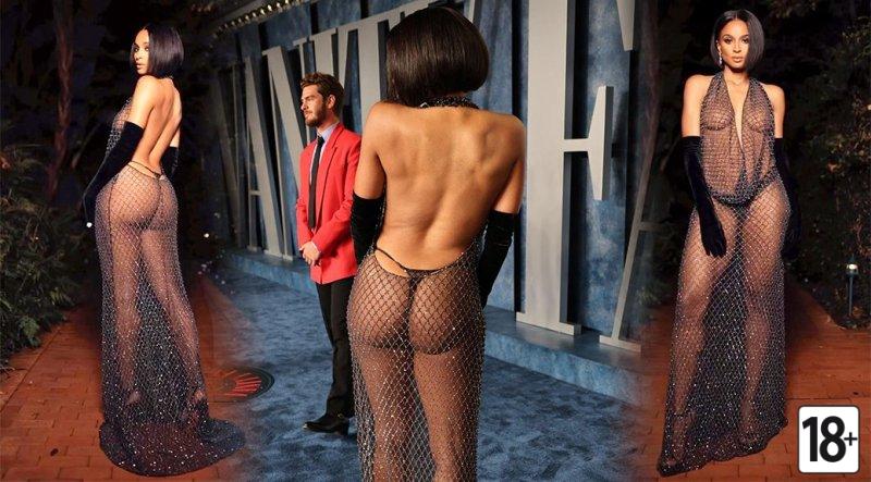 Сиара в просвечивающем платье на вечеринке Vanity Fair