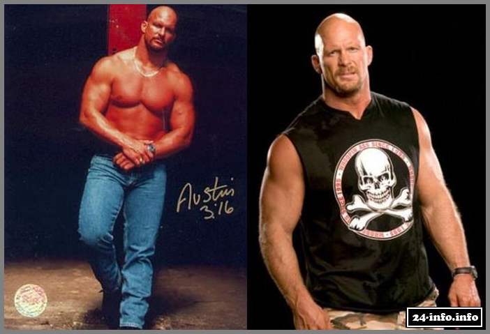 Знаменитые рестлеры в стиле "тогда и сейчас"