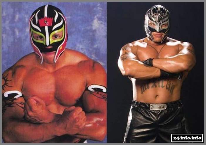 Знаменитые рестлеры в стиле "тогда и сейчас"