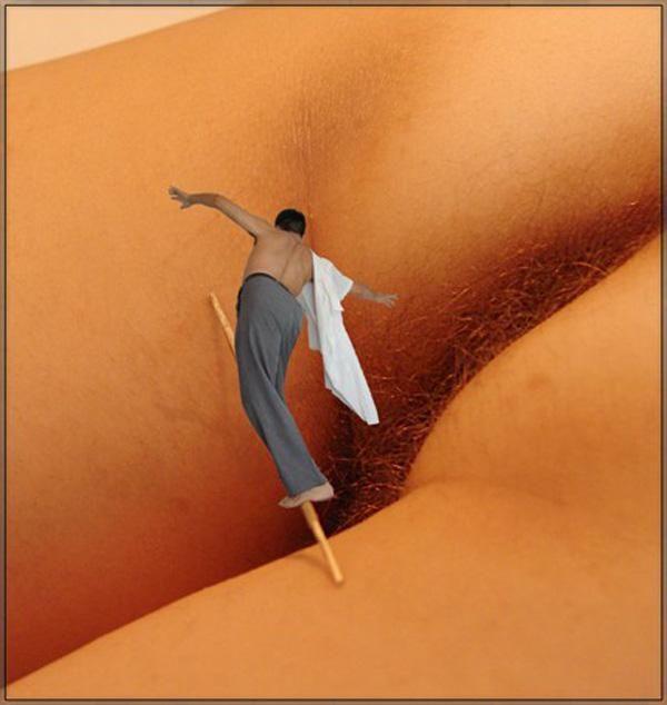 У бабы загорелась писька