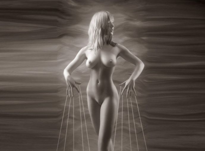 грудь, фон, блондинка