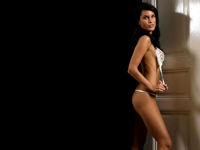 nella, брюнетка, бельё, тело, дверь