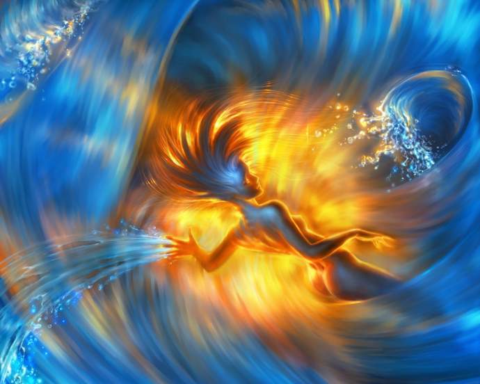 вода, огонь, девушка