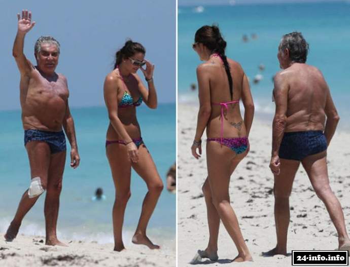 Роберто Кавалли и его возлюбленная - модель Лина Нильсон