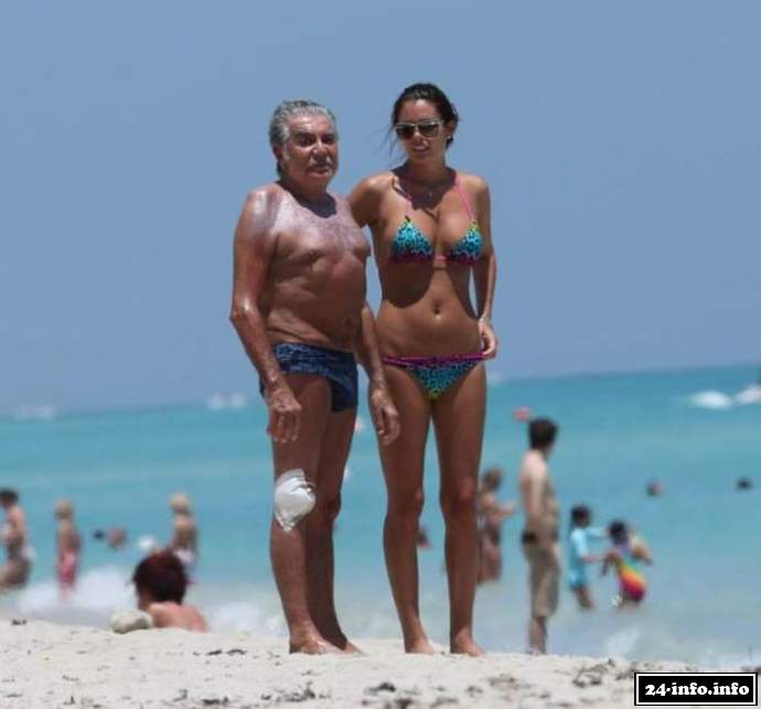 Роберто Кавалли и его возлюбленная - модель Лина Нильсон