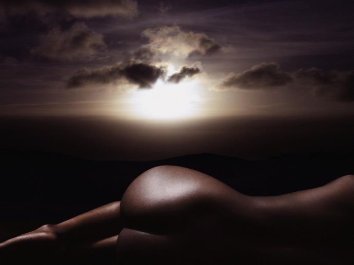 фигура, закат, море