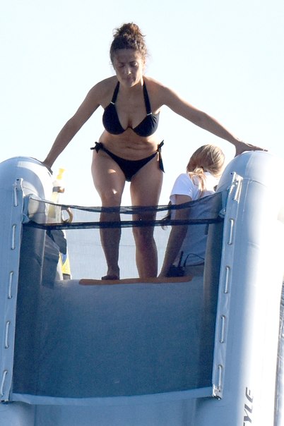 Salma Hayek - Bikini Candids in St. Barts 12/26/14