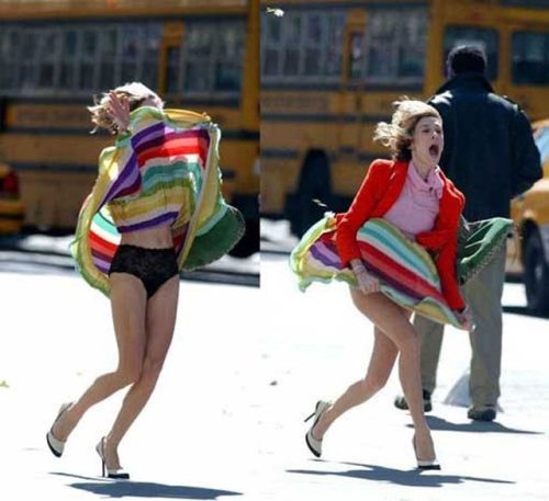 Засветы попок от порыва ветра