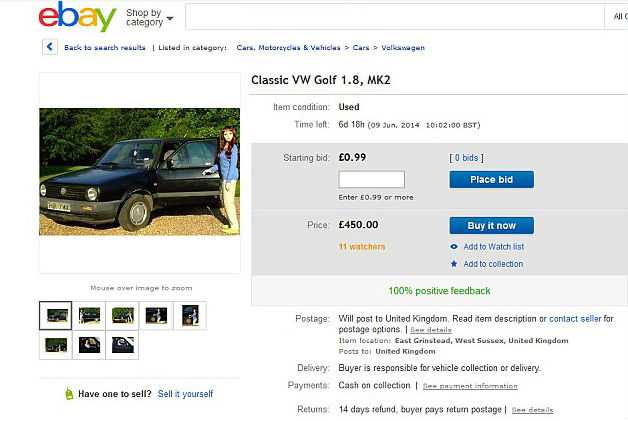 Секс-кукла продаёт машину на eBay Секс-кукла продаёт машину на eBay