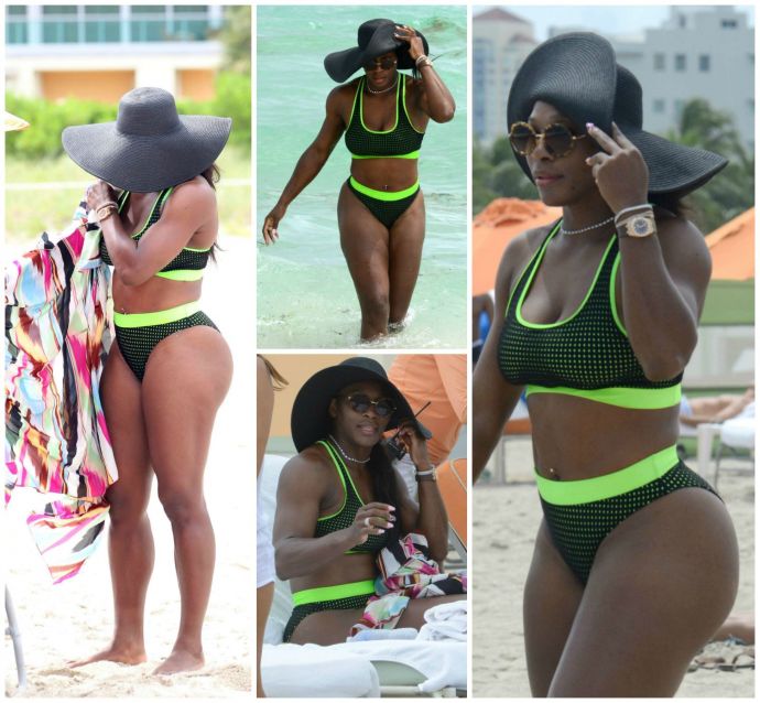 Серена Уильямс на пляже в Майами