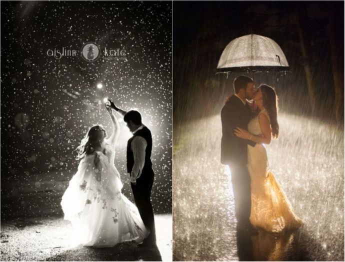 Свадебные фото молодожен в дождь