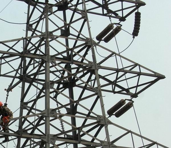 Голая женщина на высоковольтных проводах