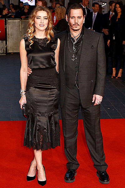 Джонни Депп, Эмбер Херд и Бенедикт Камбербэтч на премьере "Черной мессы" в рамках BFI London Film Festival 2015