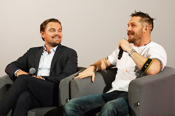 Леонардо ДиКаприо и Том Харди на специальном показе фильма "Выживший"