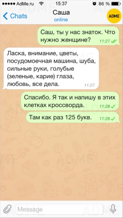 СМС о том, как мужчины пытаются понять женщин