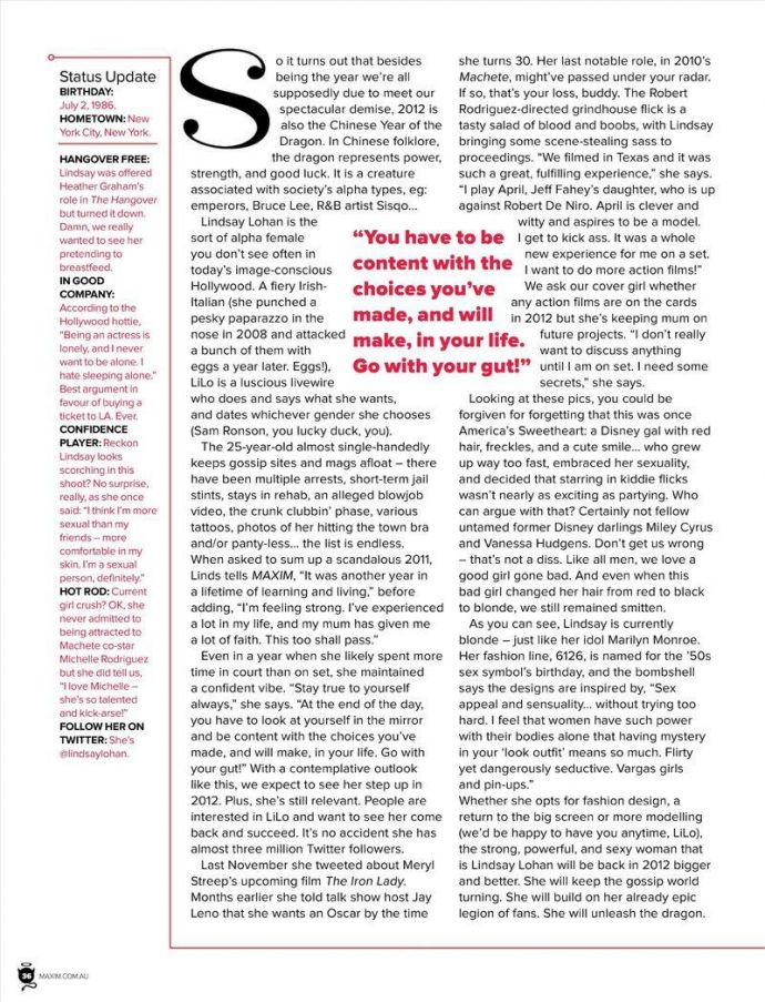 Голая звезда Lindsay Lohan - Maxim January 2012 (1-2012) Australia