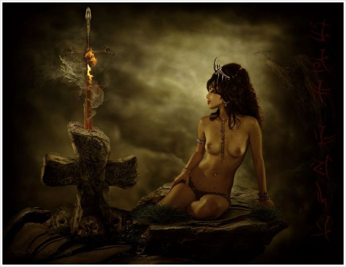 Искусство со стройными девушками без нижнего белья