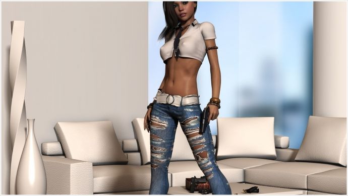 Спортивные леди в джинсах откровенно крутят попками