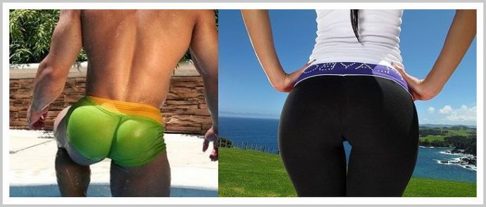 Девицы с накаченными ягодицами на природе