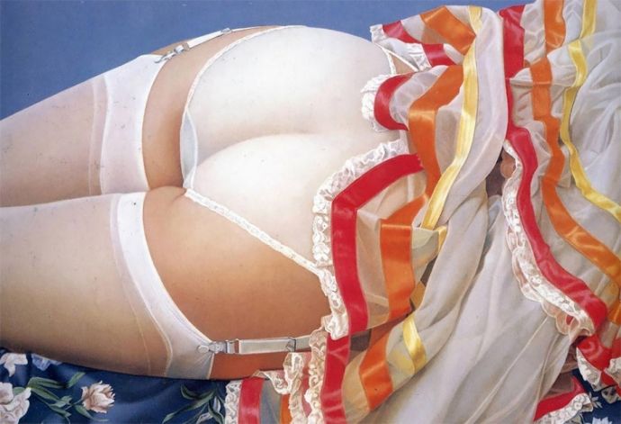 Фотореалистичные картины нижней части женского тела в нижнем белье