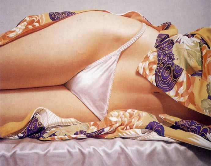 Фотореалистичные картины нижней части женского тела в нижнем белье