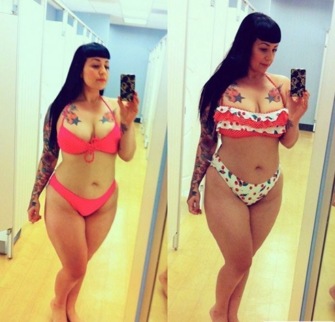 Селфи пышной тёти в татуировках