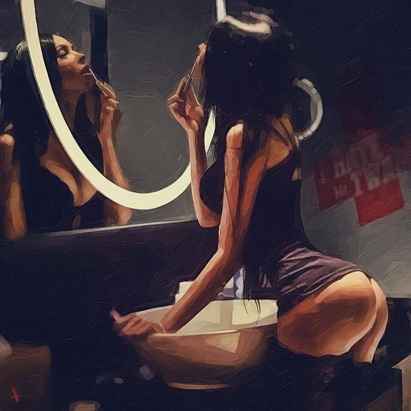 Отражение девушки в зеркале