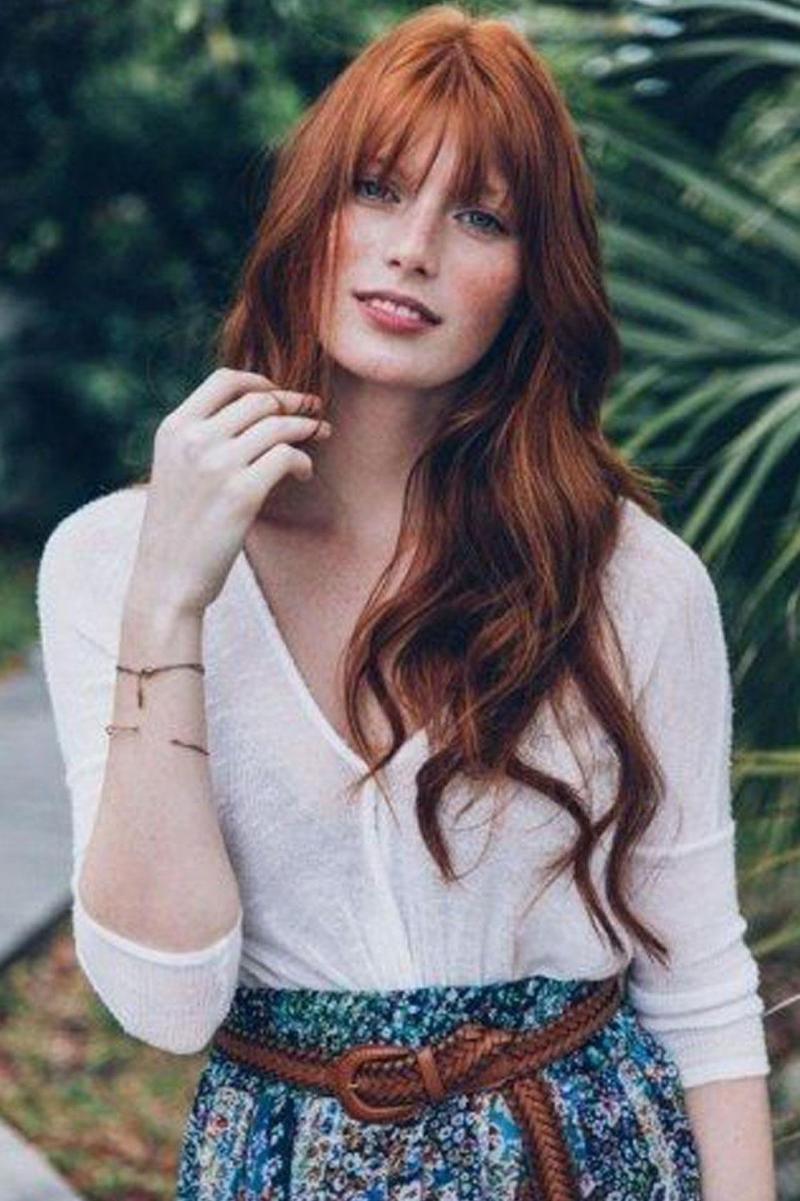 Рыжие волосы с челкой