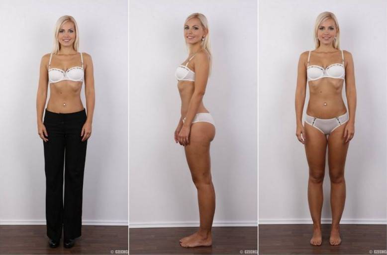 Блондинка с натуральной фигурой раздета на кастинге